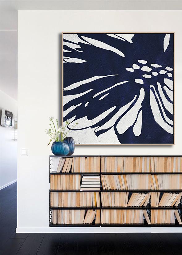 Navy Blue Minimalist Painting #NV287A